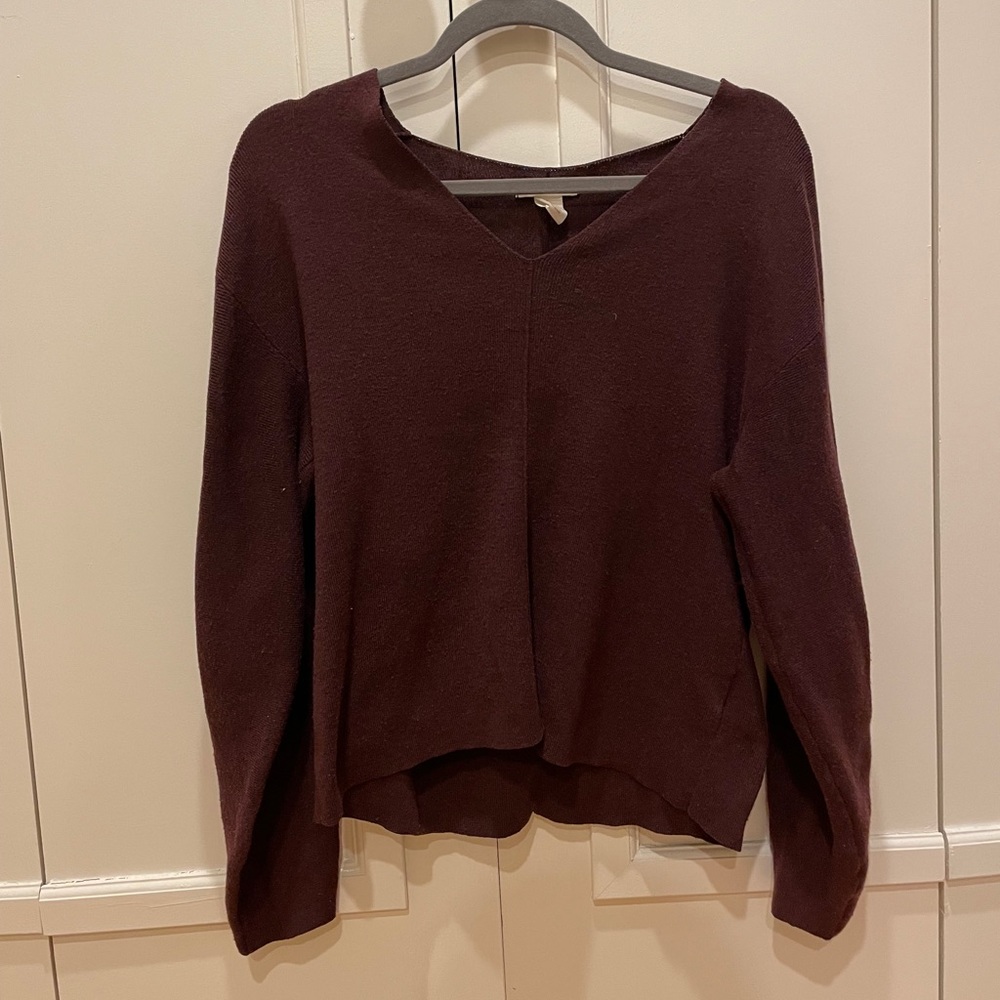 Maroon vneck oversized sweater